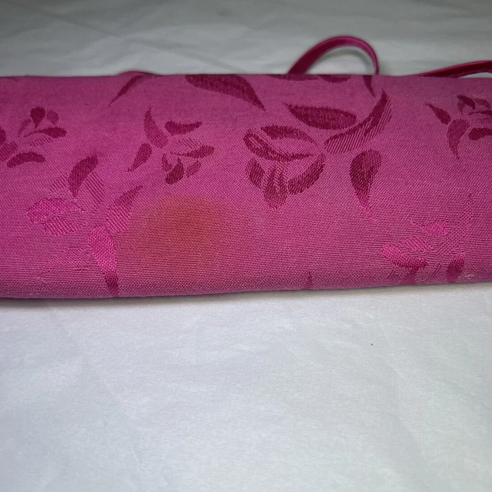 Vintage Mary Kay trifold cosmetic/jewelry bag HOT PINK Soft Satin Damask Cloth‎